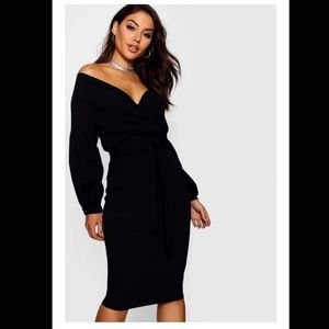 boohoo Off-Shoulder Wrap Midi Dress NWT 8